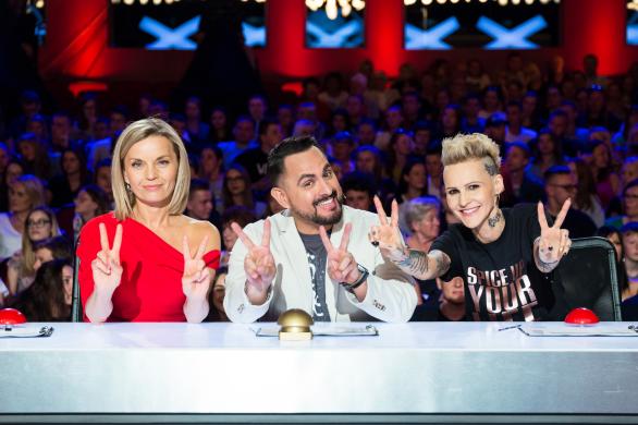jury programu Mam Talent, od lewej Małgorzata Foremniak, Agustin Egurrola i Agnieszka Chylińska (fot. TVN)